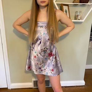 Purple floral slip dress